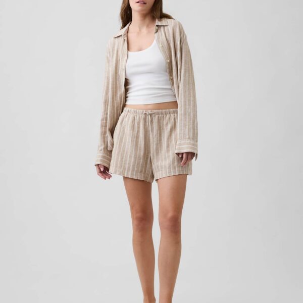 4″ High Rise Pull-On Linen-Blend Shorts
