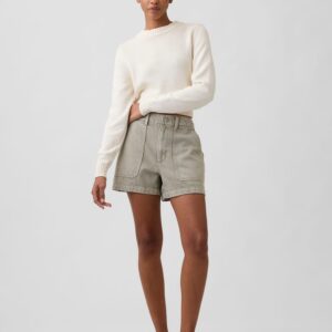 4" High Rise Soft Denim Utility Shorts 1