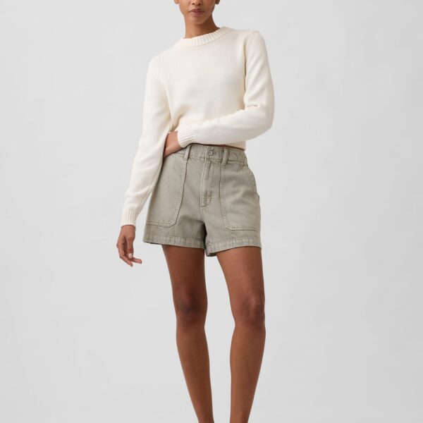 4″ High Rise Soft Denim Utility Shorts