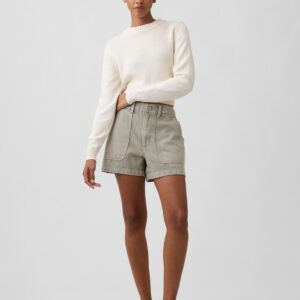 4" High Rise Soft Denim Utility Shorts 1