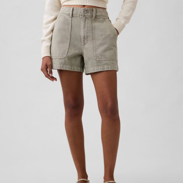 4″ High Rise Soft Denim Utility Shorts