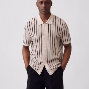 Button-Up Sweater Polo Shirt