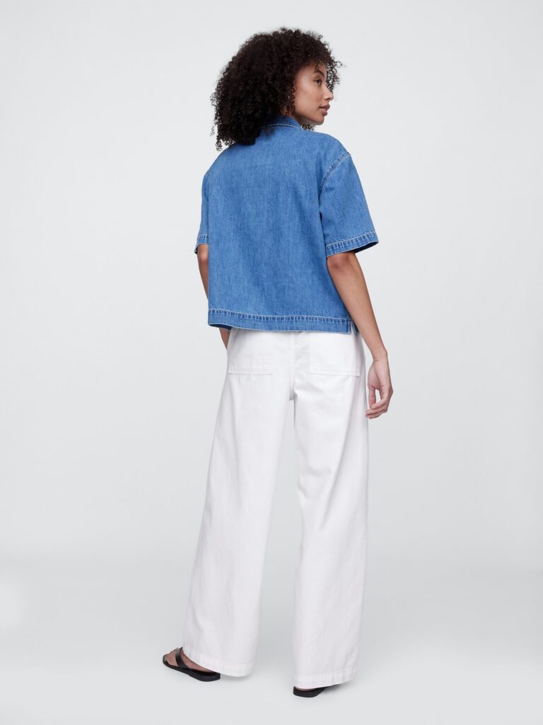 High Rise Pull-On Wide-Leg Jeans 46