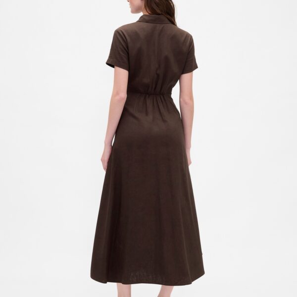 Linen-Blend Midi Shirtdress