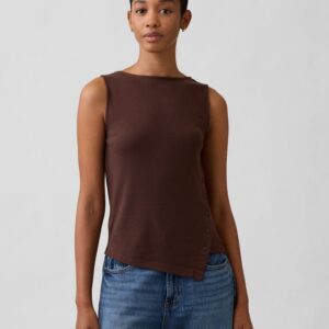 Modern Ribbed Asymmetrical Button-Side Top 1
