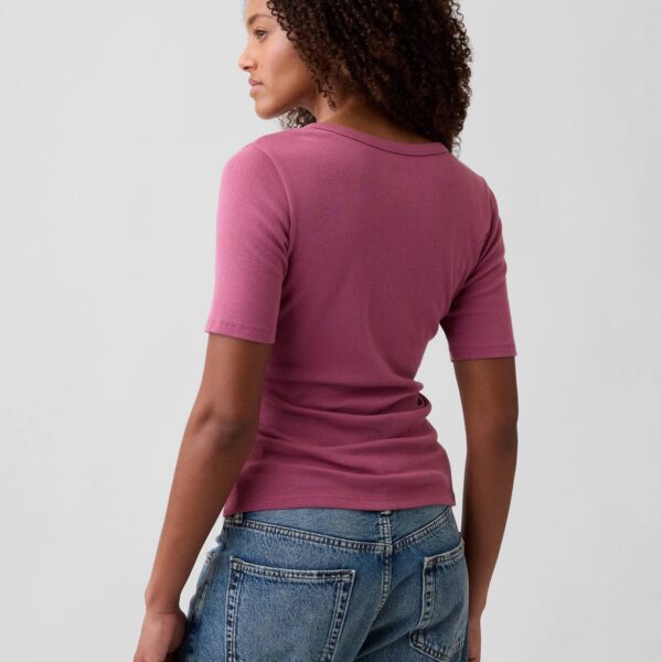 Modern Ribbed V-Neck Henley Top
