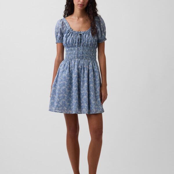 Smocked-Waist Mini Dress